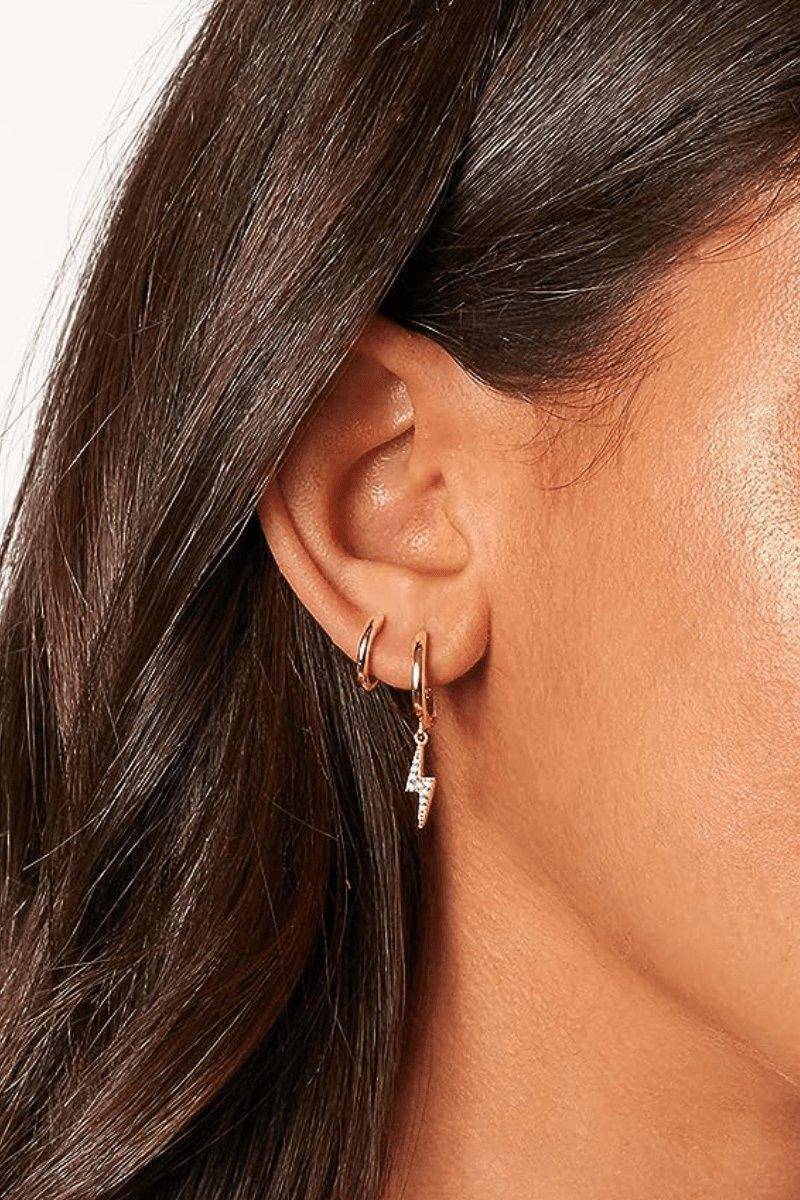 TwoBirch Round Cut Prong Set CZ Diamond Simulant Huggie Hoop Earrings Tiny Earrings  Hoop Earrings for Women Girls 14k Yellow Gold Plated